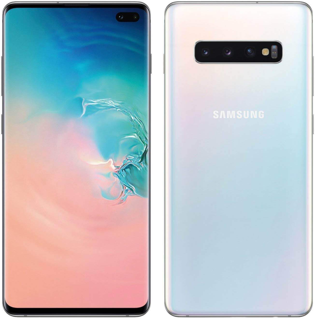 Samsung Galaxy S10 smartphone, front and back