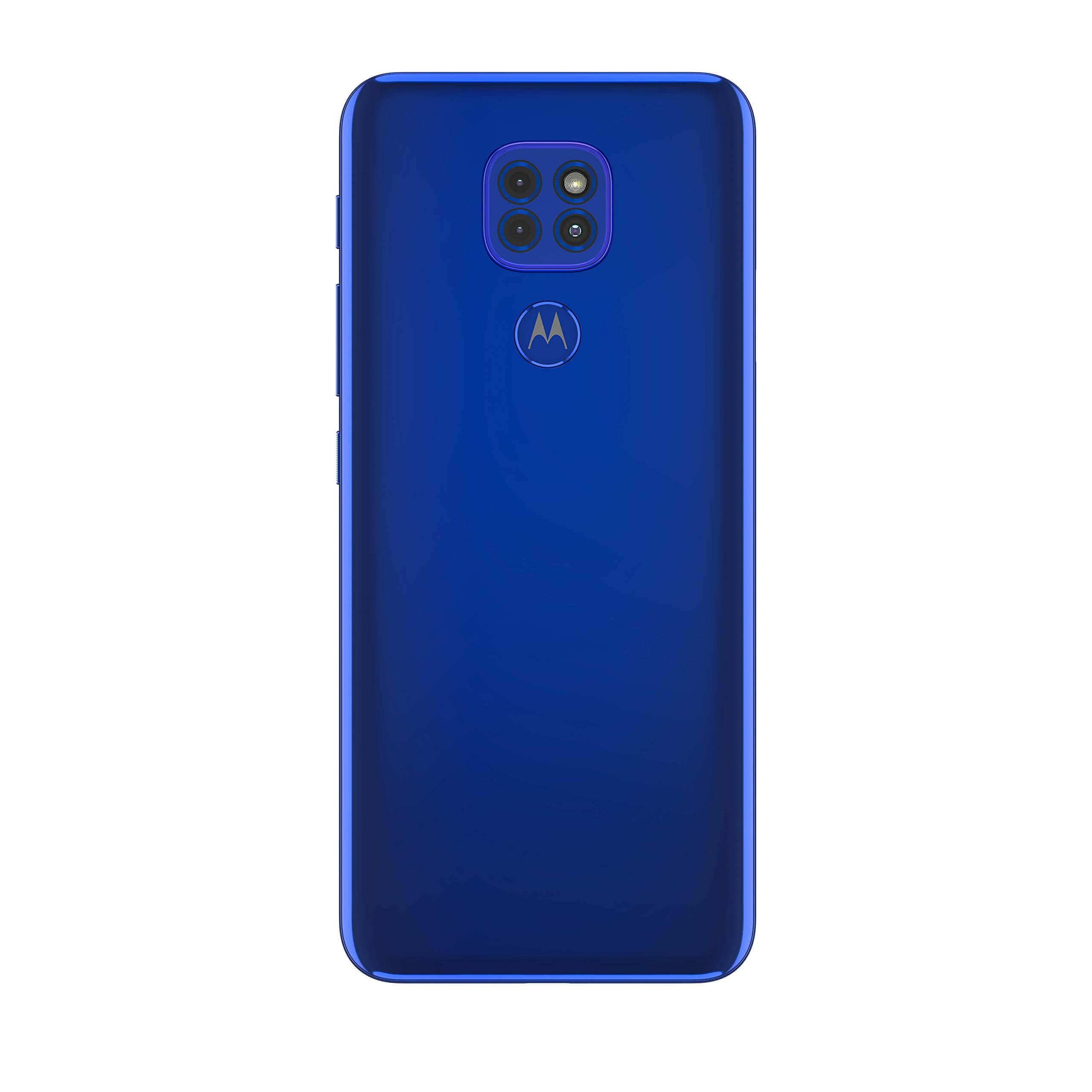 Blue smartphone with multiple cameras
