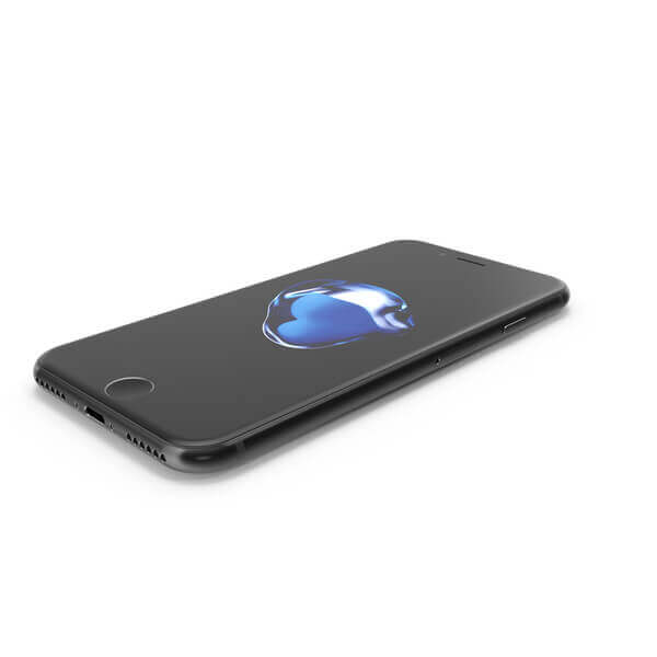 Black smartphone with blue screen design.
