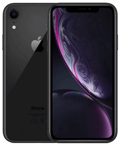 Black iPhone XR with vibrant display