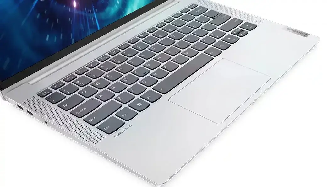 Sleek laptop keyboard and touchpad design.