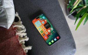 I phone 15 on a couch