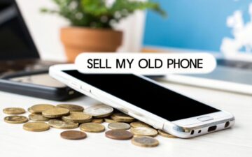 Old phone surrounded by coins.