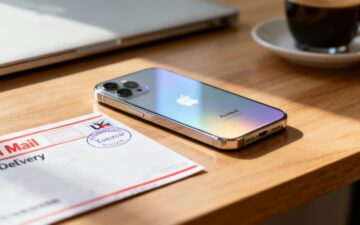 iPhone on table with coffee and mail