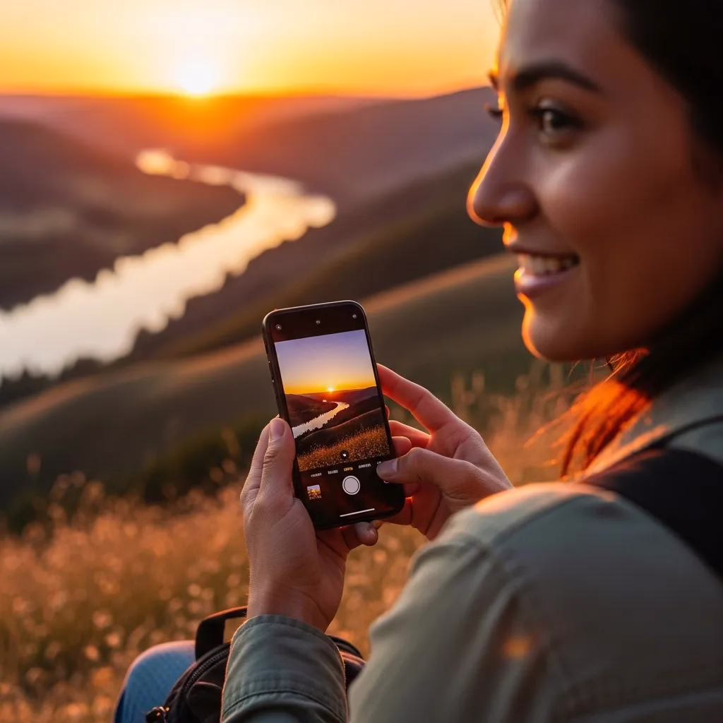 iPhone 15 vs iPhone 16 Refurbished — Which One Should You Buy? 1 Person using refurbished iPhone 16 to take a photo outdoors