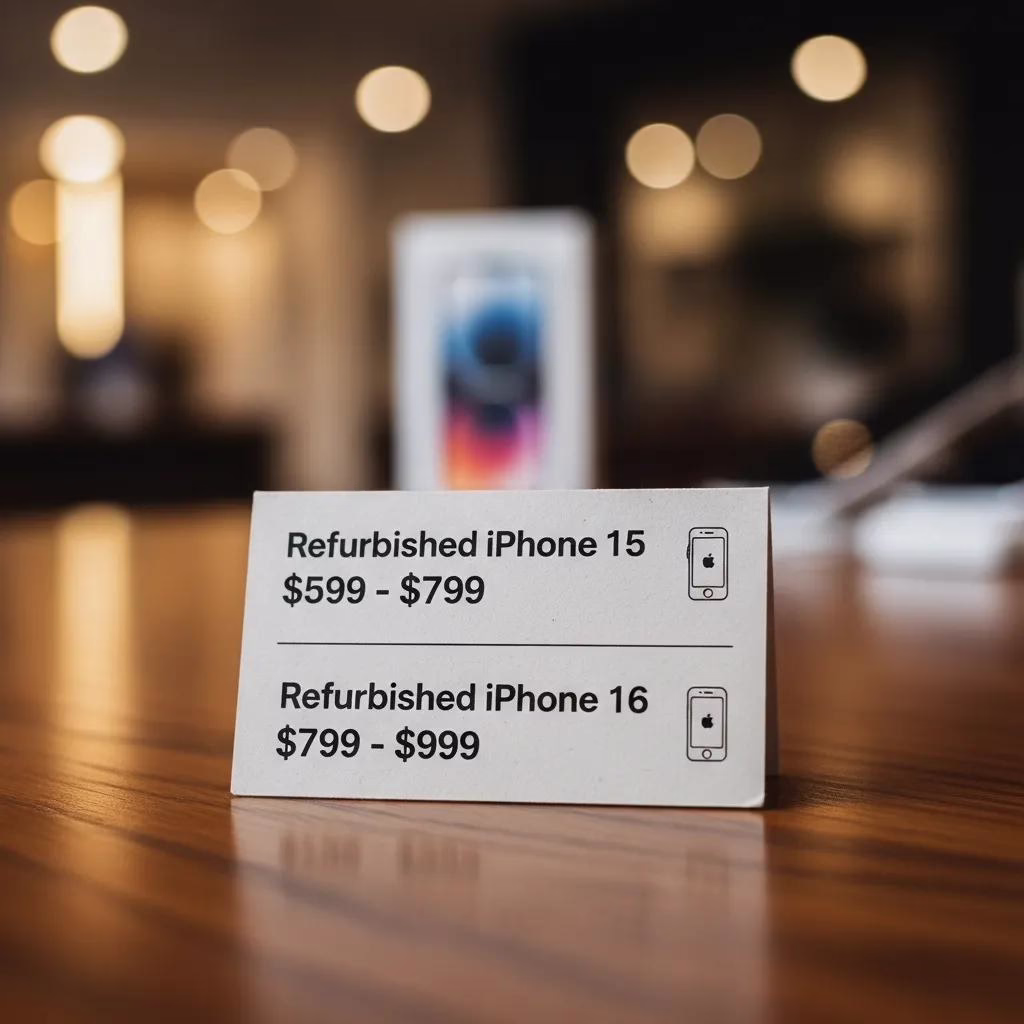 iPhone 15 vs iPhone 16 Refurbished — Which One Should You Buy? 2 Price tag showing refurbished iPhone 15 and iPhone 16 price ranges