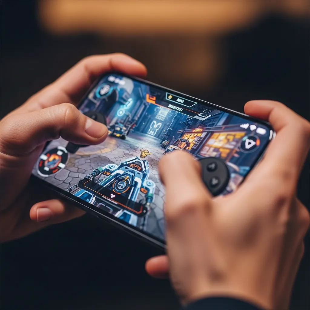 User playing a game on a refurbished iPhone 14 Pro Max showcasing its performance