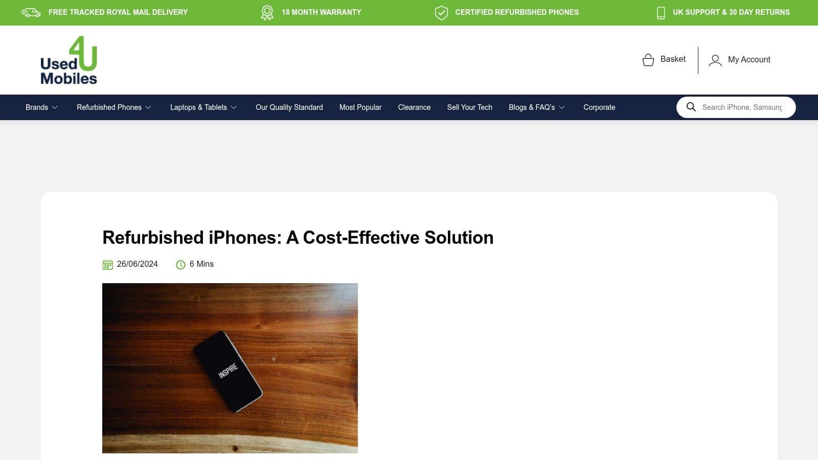 Refurbished iPhone Unlocked UK Meaning Explained by Experts 3 Screenshot from https://usedmobiles4u.co.uk/collections/refurbished-iphones