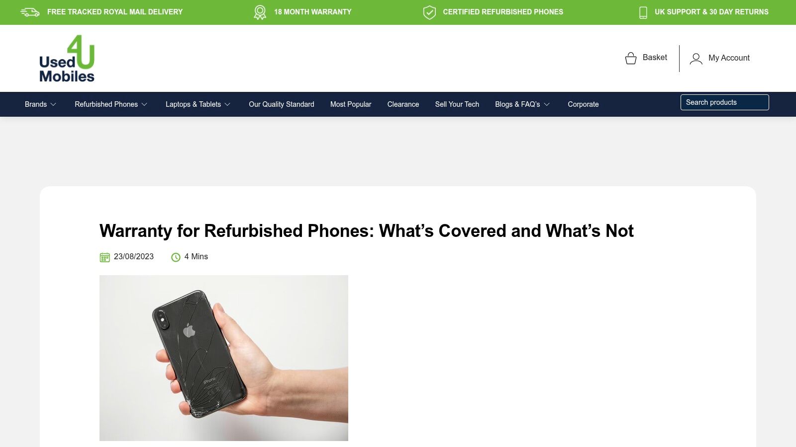 Refurbished Phones with Warranty UK: Guide 2026 2 Screenshot from https://usedmobiles4u.co.uk/warranty/