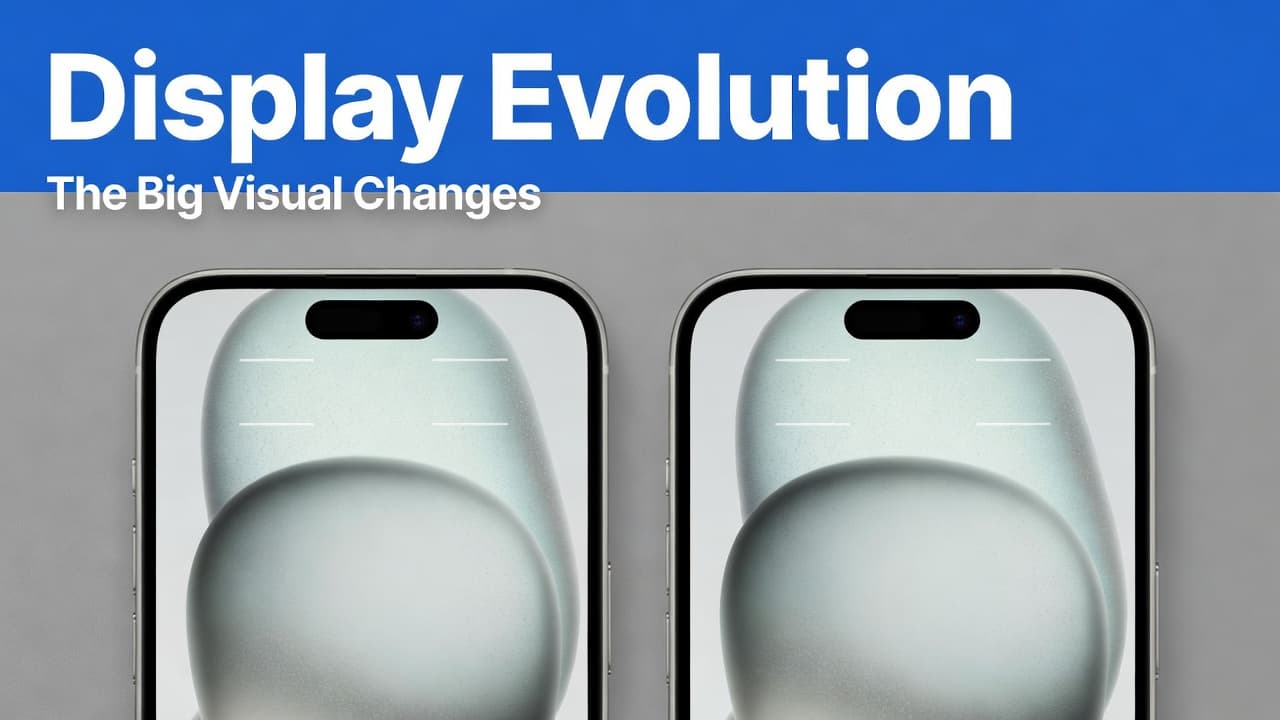 Refurbished iPhone 14 Plus vs iPhone 15: UK Value in 2026 1 Two iPhones rest on a neutral grey background with a blue header bar above. The left device displays a traditional notch, while the right model features the modern Dynamic Island cutout.