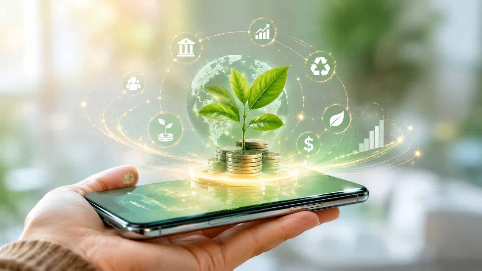 How to Trade a Mobile Phone: A UK Expert's Guide 2026 1 A person holding a smartphone displaying a digital plant growing from a stack of gold coins.